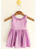 Ruffled Neck Purple Cotton Knee Length Flower Girl Dress